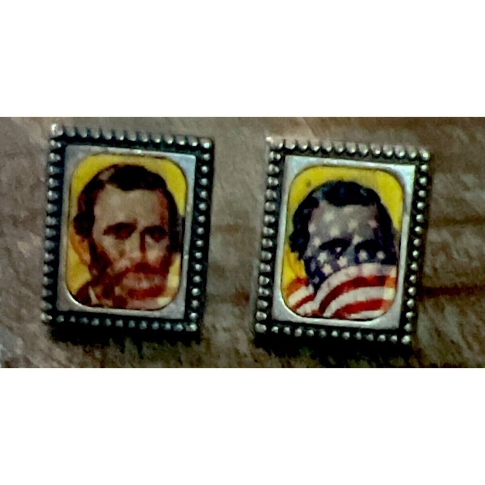 RARE VINTAGE 1960’S VARI VUE FLICKER CUFFLINGS ROBERT E. LEE & ULYSSES S. GRANT